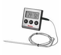 Metaltex Thermomètre de cuisine numérique avec sonde et minuteur Acier inoxydable Gris 20x20x6 cm