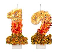 numéro 12 bougies d'anniversaire à paillettes,chiffre 12, 3D multicolores, pour gâteaux, faites à la main, paillettes brillantes, parfaites pour les fêtes d'anniversaire à thème