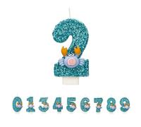 numéro 2 bougies d'anniversaire motif crabe -chiffre 2 - Bleu 3D - Pour gâteau - Paillettes brillantes faites à la main - Parfaites pour les fêtes d'anniversaire à thème