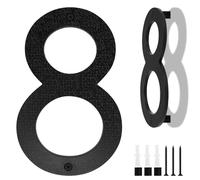 Numéro de Maison Grande Taille Noire, 20cm, Plaque Flottante de Numéro de Maison, Numéro de Rue/Porte en Plastique ABS Effet 3D pour Bureaux, Boîtes Aux Lettres, Garages (Numéro 8)