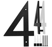 Numéro de Maison Grande Taille Noire, 20cm, Plaque Flottante de Numéro de Maison, Numéro de Rue/Porte en Plastique ABS Effet 3D pour Bureaux, Boîtes Aux Lettres, Garages (Numéro 4)