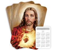 NumeroPhi Calendrier de poche 2026 (lot de 3) Sacré-Cœur de Jésus, impression foi chrétienne, 12 mois Annuaire classique