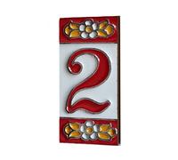 Numéros de carrelage en céramique espagnole générique, motif floral rouge, 7,5 cm x 3,5 cm, cadre de 2 à 10 carreaux