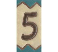 Numéros de maison, chiffres et lettres en céramique, motif rustique, taille des carreaux : 10 cm x 5 cm, 2 à 8 cadres de carreaux (numéro 5)