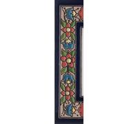Numéros de maison en céramique avec chiffres et lettres - Motif floral rouge, bleu et vert - Dimensions : 11 cm x 5,5 cm - Cadres de 2 à 7 (demi-extrémités (comme un lot)