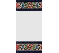 Numéros de maison en céramique avec chiffres et lettres - Motif floral rouge, bleu et vert - Dimensions : 11 cm x 5,5 cm - 2 à 7 carreaux (espace)
