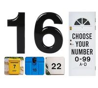 Numéros de porte noirs à coller, lettres A, B, C, D, 7,6 cm, pour portes, boîtes aux lettres, chambres d'hôtel (16)