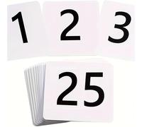 Numéros de table 25/50/100 pièces, cartes de numéros Table en Pvc, Double face, blanc sur noir, décor Restaurant(White 1-25)