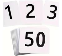 Numéros de table 25/50/100 pièces, cartes de numéros Table en Pvc, Double face, blanc sur noir, décor Restaurant(White 1-50)