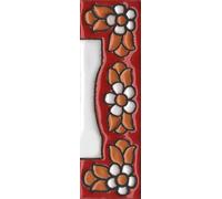 Numéros et lettres de maison en carrelage céramique, motif floral rouge, taille du carreau : 7,5 cm x 3,5 cm, cadres de 2 à 10 carreaux (pièce d'extrémité)