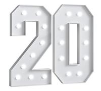 Numéros lumineux LED géants de 28 pouces, panneau lumineux de chapiteau en mosaïque, lampes numériques LED for la Saint-Valentin, l'anniversaire, Noël, le Nouvel An(Age 20)