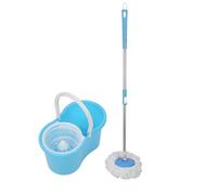 NUO Mop,Serpillière,Balai à franges avec Deux têtes en Microfibre + Seau-Essoreur Blue