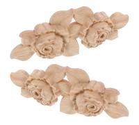 NUOBESTY 2 Pièces Appliques en Bois Rose Sculptée, Déco Porte | Grain Visible et Texture en Relief Bois Beige, Non Peint, pour Cadres et Meubles Cuisine