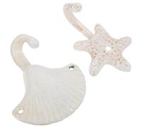 NUOBESTY 2 Pièces Patère Murale en Fonte Blanche Style Méditerranéen Vintage Motifs Coquillage pour Rangement Manteaux et Écharpes, pour Décoration Intérieure