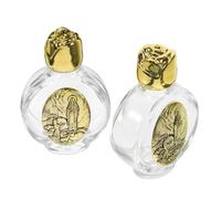 NUOBESTY 2 Pièces Petite Bouteille en Verre D’Eau Bénite | Petit Format pour Voyage, Facile à Remplir Transporter, Finition Or, Usage Décoratif