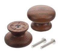NUOBESTY 2 Pièces Poignée Bouton en Bois de Noyer, Ronde | Design Champignon à Trou Unique, Vis Assorties Incluses, Surface Lisse, Style Rustique pour Commodes et Armoires