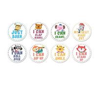 NUOBESTY 24 Pièces Autocollants Milestone pour Garçon Fille Ensemble de Stickers Mensuels Animaux Adorables et Stickers de Compétences Décoration pour Né