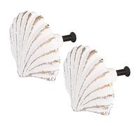 NUOBESTY 2pcs Poignées de Tiroir en Fonte Blanc Forme Coquillage pour Décoration de Meubles et Remplacement de Poignée Cassée Style Créatif Délicat