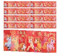 NUOBESTY 300 Pièces Enveloppes Rouges du Nouvel An Lunaire 2026 en Papier Motifs Cheval, Design Unique pour Célébrations du Nouvel An Chinois et Ambiance Festive