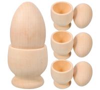 NUOBESTY 4 Ensembles Porte-œufs en Bois Beige de Tasse pour Décoration Rustique de Pâques, Kit Soi-même Facile à Nettoyer, pour Fêtes d'anniversaire et Décorations la Maison