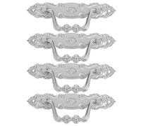NUOBESTY 4 Pièces Poignée Ancienne Décorative en Alliage de Zinc | Installation Facile, Prise Confortable et Solide, Finition Argentée, pour Meuble et Boîte en Bois