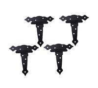 NUOBESTY 4pièces Charnières T pour Portail Porte de Grange ou Abri de Jardin avec Sangle T Robustes et Noires