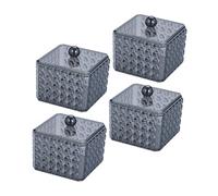 NUOBESTY 4pièces Pot De Rangement Transparent pour Cotons-tiges Et Disques Démaquillants avec Couvercle pour Salle De Bain Et Voyages
