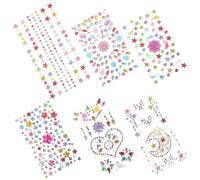 NUOBESTY 6 Feuilles de Tatouages Éphémères Autocollants en Acrylique pour Garçon et Filles, Bijoux de Visage Halloween, Matériau Sûr et Facile à Enlever, pour Fête Nocturne