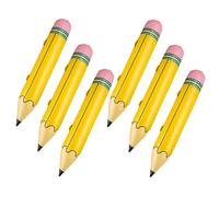 NUOBESTY 6 Pièces Ballon Gonflable Crayon Jaune 68x8cm pour Décoration Anniversaire, Fournitures Scolaires en Pvc, Couleur Réaliste, Sûr, pour Fête Garçon et Filles