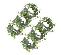 NUOBESTY 6 Pièces Couronne de Bougies en Eucalyptus Artificiel Vert, Anneaux de Bougie Pilier en Soie et Plastique, Décoration Élégante pour Tables à Manger et Ambiances Festives