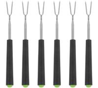 NUOBESTY 6 Pièces Fourchette à Viande pour Barbecue en Acier Inoxydable Manche en Caoutchouc Résistant la Chaleur, Outil Extensible Réutilisable pour Grillades en Plein Plusieurs styles