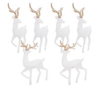 NUOBESTY 6 Pièces Plastique Renne Blanc Décoration de Noël pour Table | Figurine Cerf, Détails Soignés et Style Joyeux, pour Célébration, Touche Décorative, Usage Intérieur