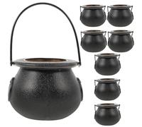 NUOBESTY 8 Pièces Chaudron Seau Noir en Plastique, Bouilloire de Sorcière | Anse Pratique, Seau de Bonbons Suspendu, Accessoires D'halloween, pour Anniversaire, Boutique Thématique ou Présentation