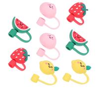 NUOBESTY 8pièces Set de Embouts Silicone pour Pailles Réutilisables Protège-paille Doux et Facile à Utiliser Accessoires pour Fête Pique- et Usage Familial Assortis Motifs Plusieurs styles