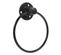 NUOBESTY Anneau Porte-Serviette Mural Industriel en Fer Noir Vintage, Support pour Serviettes de Toilette et Visage, Accessoire Pratique pour Salle de Bain Style Rétro
