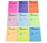 NUOBESTY Bloc-notes Autocollant en Papier Fluorescent 9 Couleurs Adhésif Repositionnable pour Prise de Note Facile Maison Bureau