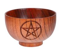 NUOBESTY Bol Décoratif Bol Rond sans Bavures Pentagramme en Bois Marron Décoration Intérieure Unique et Solide pour Cérémonies et Contemplation
