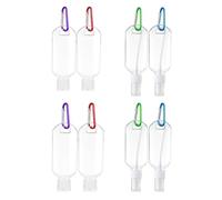 NUOBESTY Bouteilles de Voyage 8pcs PETG 50ml avec Mousqueton Portable, Flacons Étanches Rechargeables pour Huile de Bain et Gel, Utilisables Sac à Dos ou Porte-Clés Couleur Aléatoire