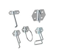 NUOBESTY Crochets Support Mural Set de Pièces Crochets Incurvés U en Fer Argenté, Lot de 5 pour Panneau Perforé pour Suspendre Pinces et Marteaux L'atelier