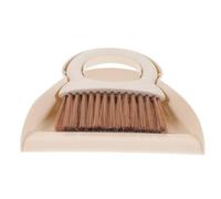 NUOBESTY Ensemble de mini balai de bureau et pelle à poussière multifonction en plastique beige, ergonomique, pour nettoyage du bureau et clavier