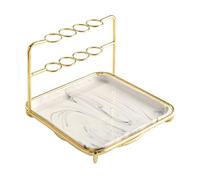 NUOBESTY Étagère de Rangement pour Cosmétiques et Pinceaux de Maquillage Taille Basse en Métal Gris Marbré pour Salle de Bain Compartiments Organisateurs
