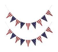 NUOBESTY Guirlande Fanion Lot de 2 Banderoles à Suspendre pour Décoration de Fête Américaine Rouge Blanc Bleu en Tissu pour Fête Nationale et Anniversaire en Extérieur