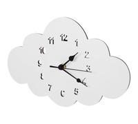 NUOBESTY Horloge Murale Nuage en Bois Blanc pour Chambre à Coucher, Design Nordique Moderne et Silencieux, Décoration Créative et Précise du Temps