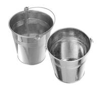 NUOBESTY Lot de 2 Mini Seaux en Tôle Argentée Poignée, Seaux à en-Cas pour Maison et Fête, Surface Lisse, Usage Solide, pour Glace et Snacks