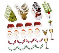 NUOBESTY Marqueurs pour Verres à Vin en Bois 80 Pcs - Décorations de Noël Variées - Ornement Festif pour Fêtes et Table