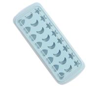 NUOBESTY Moule à Glaçons Alimentaire en Silicone Alimentaire 24 Cavités Étoiles Lunes et Cœurs Bleu Ciel Flexible et Facile à Démouler Bac à Glaçons Réutilisable pour Boissons et