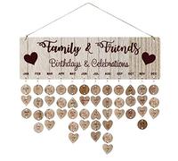NUOBESTY NUOBESTY Famille Rappel Anniversaire Calendrier Bricolage Tenture Murale Calendrier Perpetuel En Bois Plaque Pour Cadeau D'Anniversaire Pour MèRe Grand-MèRe