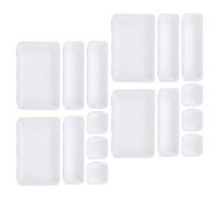 NUOBESTY Organisateur de Tiroir Blanc 16 Pièces 24x16x9 Cm pour Cosmétiques et Maquillage, Boîte de Rangement Plastique Empilable Modulable, Salle de Bain et Bureau