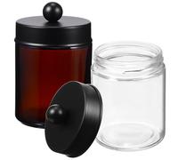 NUOBESTY Organisateur Rangement Rond avec Couvercles 2pcs de Disques Démaquillants en Coton en Verre Maintien Ordonné pour Accessoires Salle de Bain Plan de Toilette