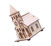 NUOBESTY Ornement Lumineux pour Maison en Bois Beige Petite Maison Créative Lumière Jaune Chaude Décoration de Noël
